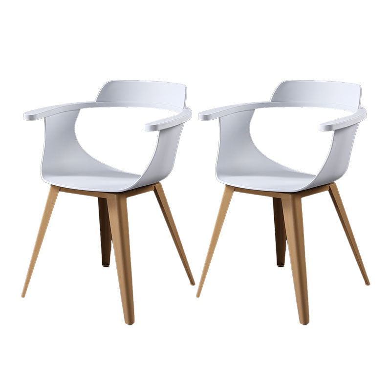 Moderne open achterzijde stoel plastic stoelstoel met metalen basis voor eetkamer