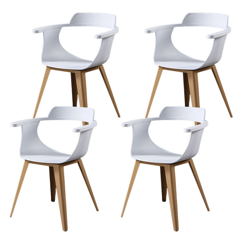 Moderne open achterzijde stoel plastic stoelstoel met metalen basis voor eetkamer