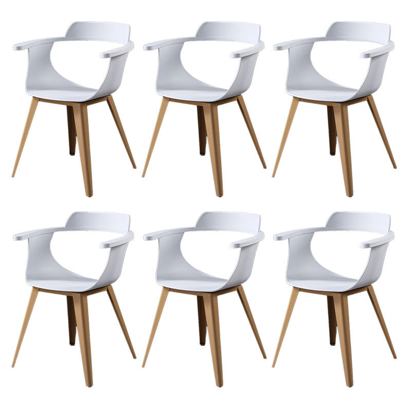 Moderne open achterzijde stoel plastic stoelstoel met metalen basis voor eetkamer