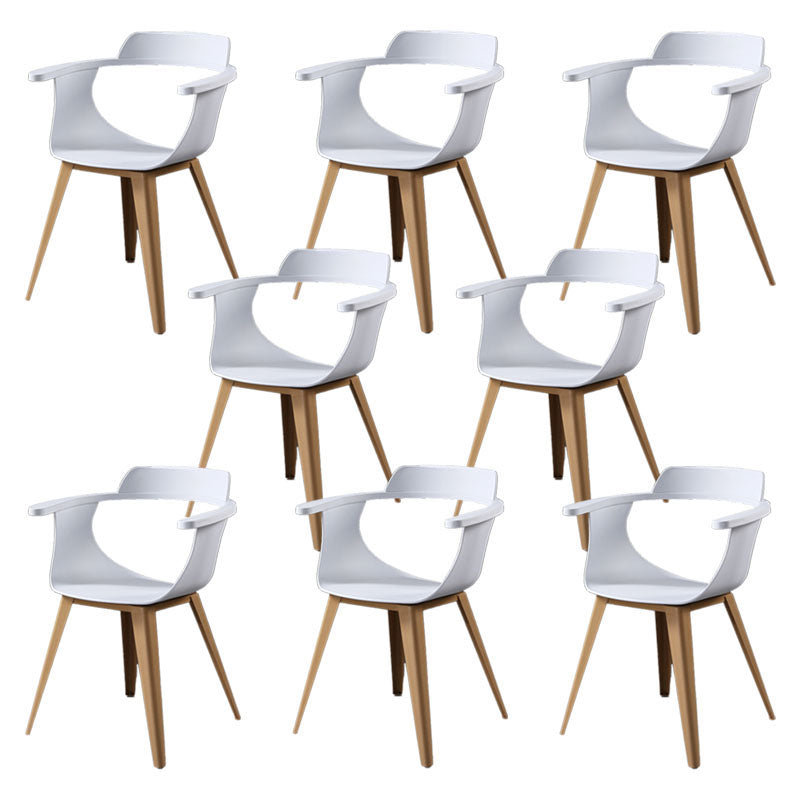 Moderne open achterzijde stoel plastic stoelstoel met metalen basis voor eetkamer