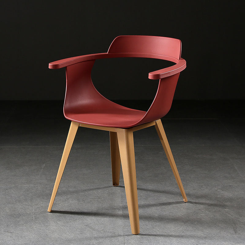 Moderne open achterzijde stoel plastic stoelstoel met metalen basis voor eetkamer