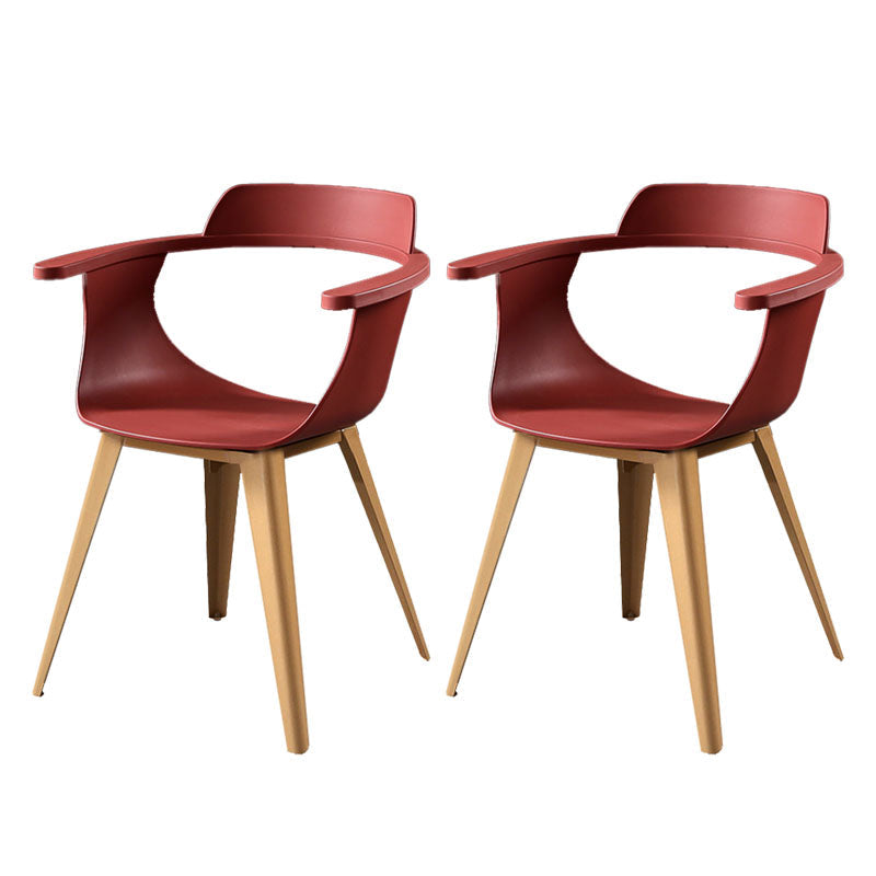 Moderne open achterzijde stoel plastic stoelstoel met metalen basis voor eetkamer