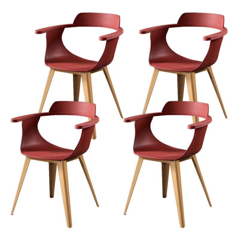 Moderne open achterzijde stoel plastic stoelstoel met metalen basis voor eetkamer