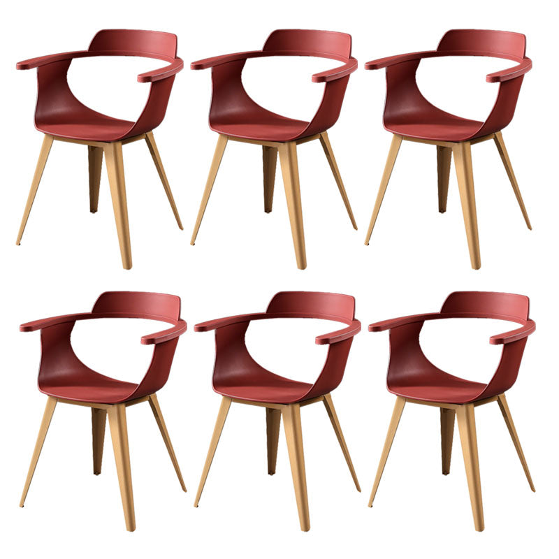 Moderne open achterzijde stoel plastic stoelstoel met metalen basis voor eetkamer