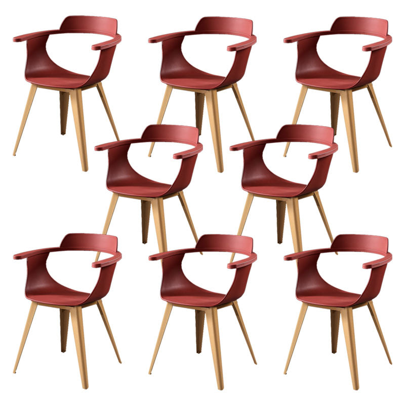 Moderne open achterzijde stoel plastic stoelstoel met metalen basis voor eetkamer