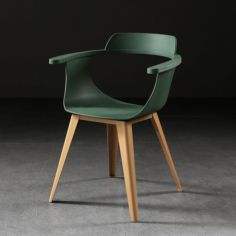 Moderne open achterzijde stoel plastic stoelstoel met metalen basis voor eetkamer