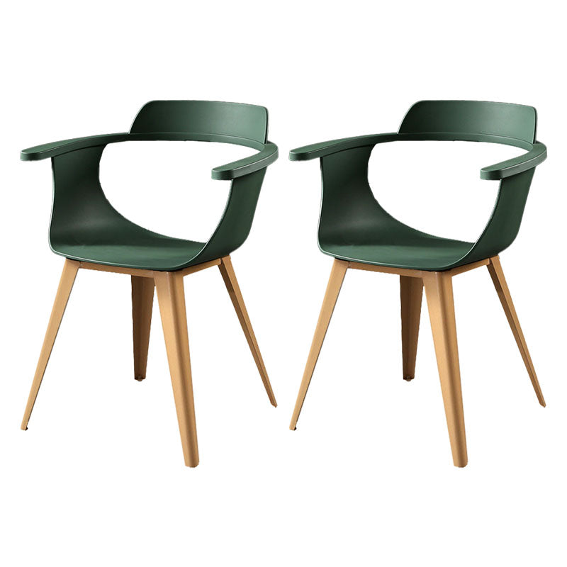 Moderne open achterzijde stoel plastic stoelstoel met metalen basis voor eetkamer