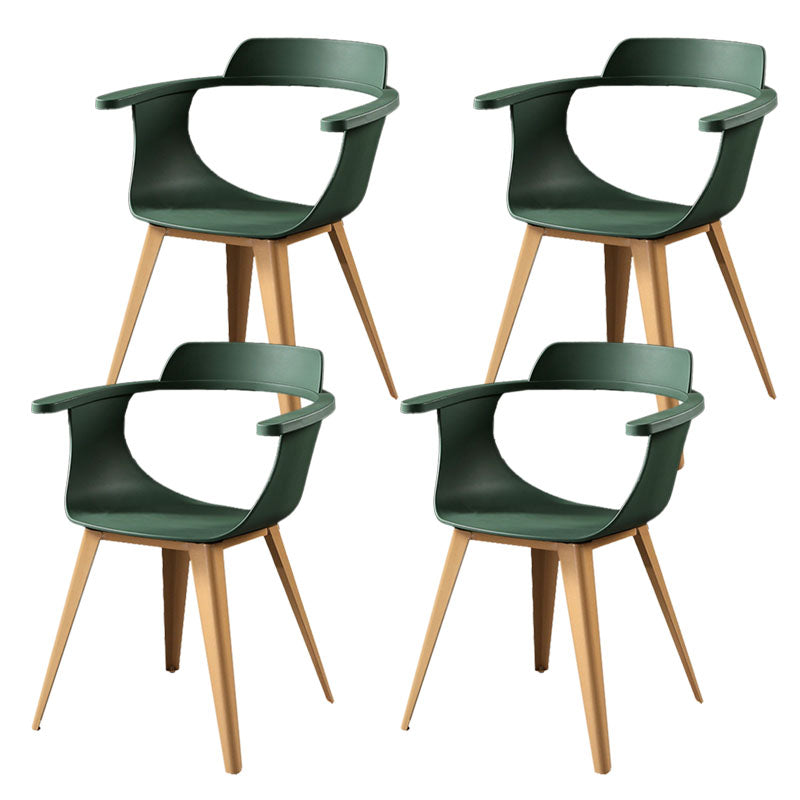 Moderne open achterzijde stoel plastic stoelstoel met metalen basis voor eetkamer