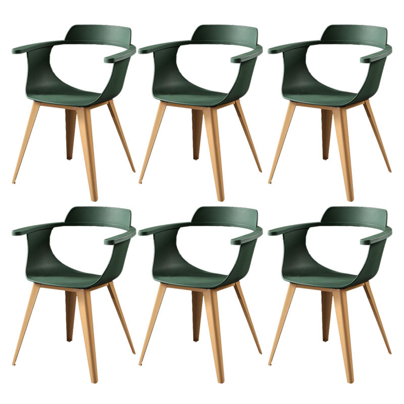 Moderne open achterzijde stoel plastic stoelstoel met metalen basis voor eetkamer