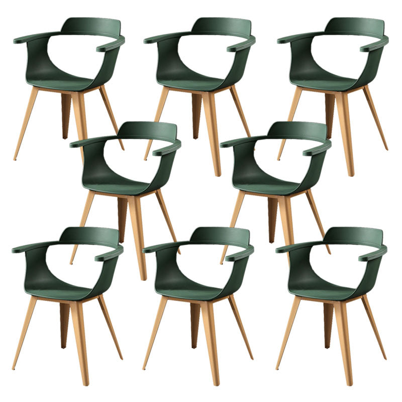 Moderne open achterzijde stoel plastic stoelstoel met metalen basis voor eetkamer