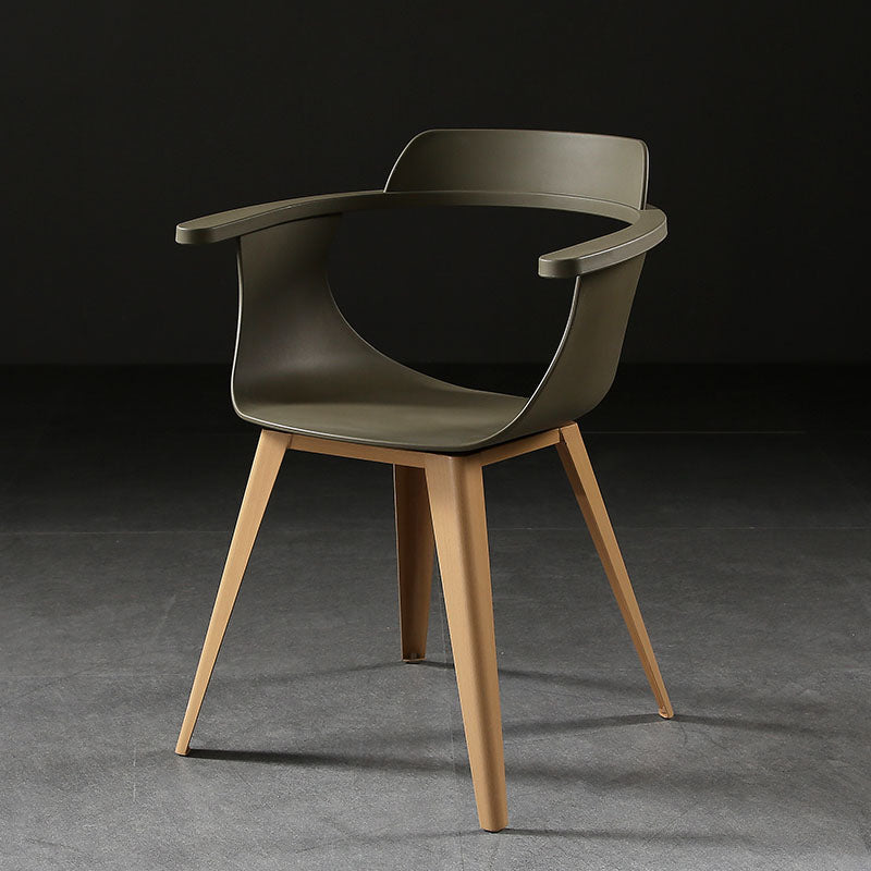 Moderne open achterzijde stoel plastic stoelstoel met metalen basis voor eetkamer