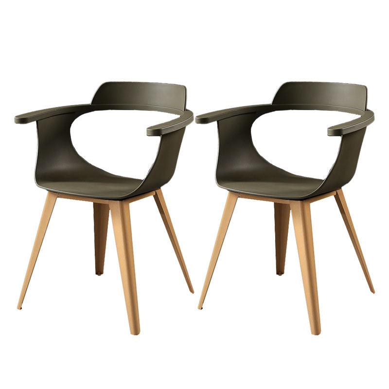 Moderne open achterzijde stoel plastic stoelstoel met metalen basis voor eetkamer