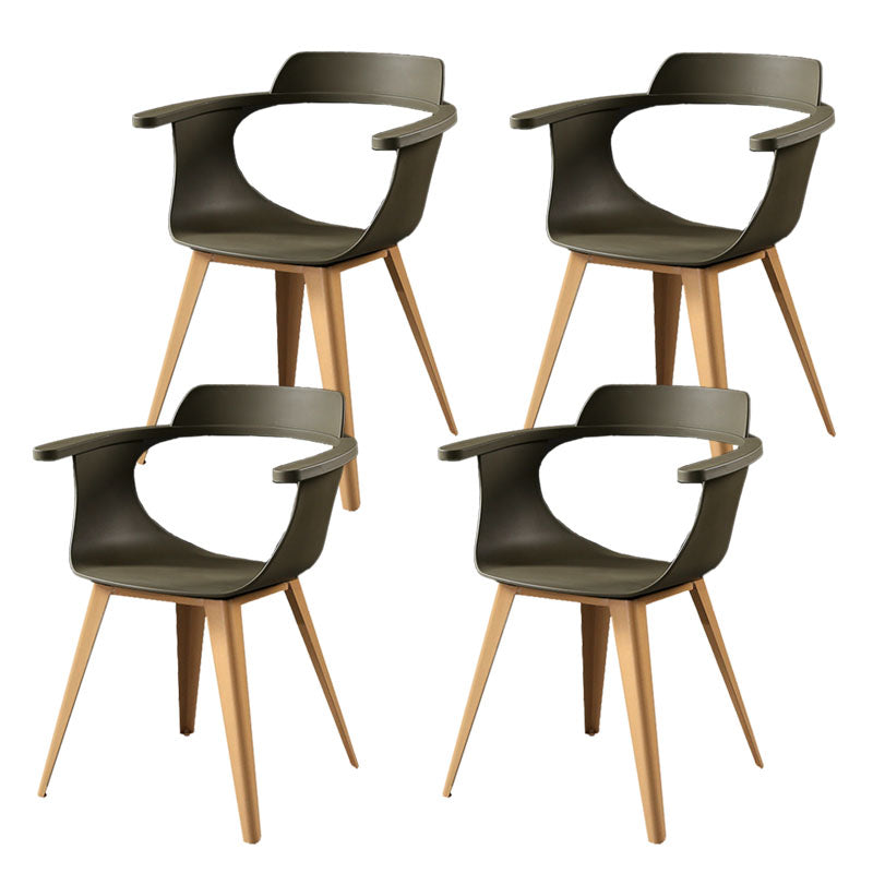 Moderne open achterzijde stoel plastic stoelstoel met metalen basis voor eetkamer