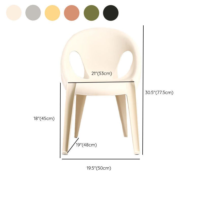 Modern Open Back Side Chair Plastic Arm Chair for Dining Room Bedroom