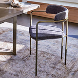 Lussuosa sedia a braccio imbottita sedia in velluto laterale aperto con base metallica