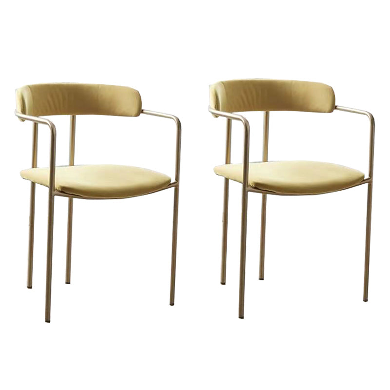 Lussuosa sedia a braccio imbottita sedia in velluto laterale aperto con base metallica