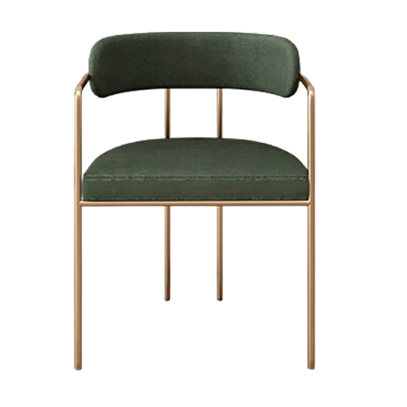 Lussuosa sedia a braccio imbottita sedia in velluto laterale aperto con base metallica