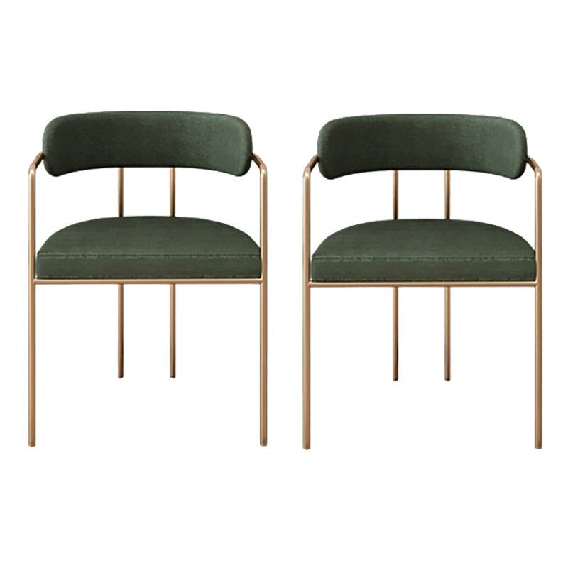 Lussuosa sedia a braccio imbottita sedia in velluto laterale aperto con base metallica