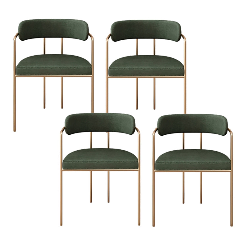 Lussuosa sedia a braccio imbottita sedia in velluto laterale aperto con base metallica