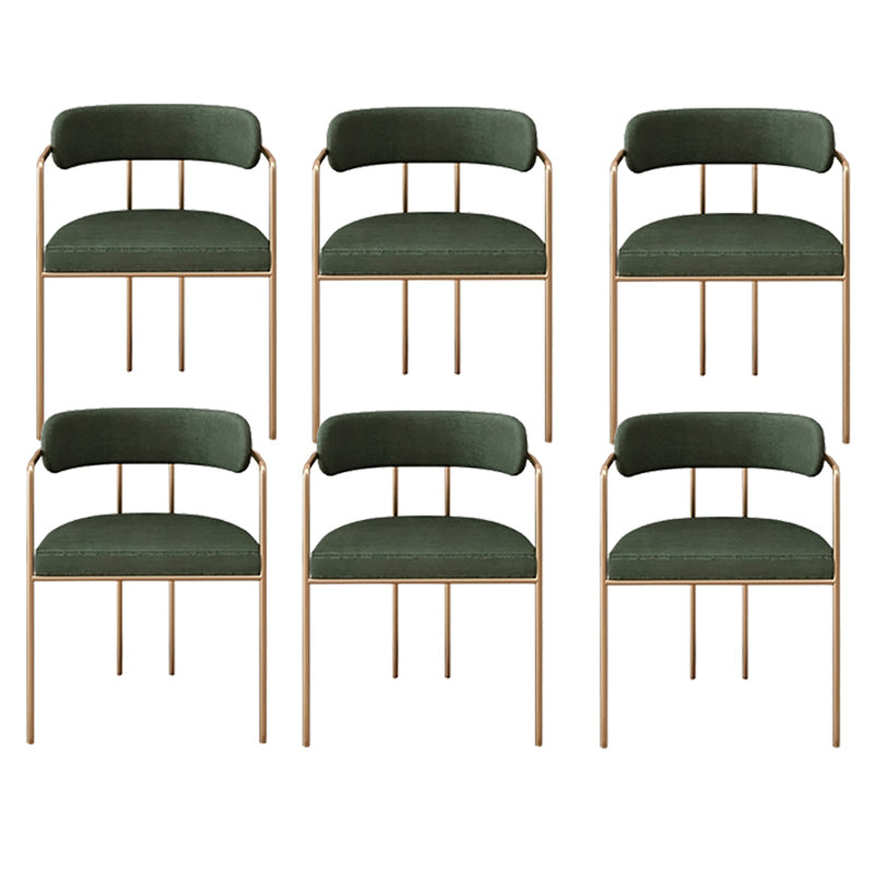 Lussuosa sedia a braccio imbottita sedia in velluto laterale aperto con base metallica