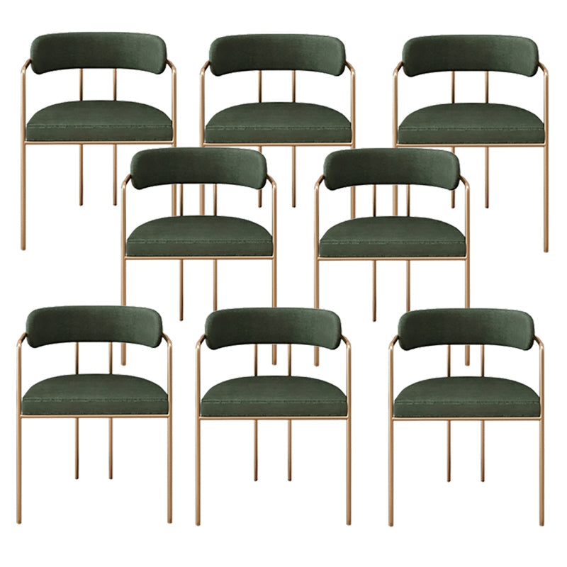 Lussuosa sedia a braccio imbottita sedia in velluto laterale aperto con base metallica