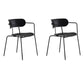 Contemporary Style Arm Chair Plastic Open Back Side Chair with Metal Base Black 2 Piece Set Clearhalo 'Dining Chairs' 'Dining Tables & Seating' 'dining_chair' 'furn' 'furn_dining_chair' 'Furniture' 'Kitchen & Dining Furniture' 6103722