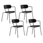Contemporary Style Arm Chair Plastic Open Back Side Chair with Metal Base Black 4 Piece Set Clearhalo 'Dining Chairs' 'Dining Tables & Seating' 'dining_chair' 'furn' 'furn_dining_chair' 'Furniture' 'Kitchen & Dining Furniture' 6103725