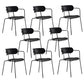 Contemporary Style Arm Chair Plastic Open Back Side Chair with Metal Base Black 8 Piece Set Clearhalo 'Dining Chairs' 'Dining Tables & Seating' 'dining_chair' 'furn' 'furn_dining_chair' 'Furniture' 'Kitchen & Dining Furniture' 6103729