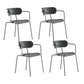 Contemporary Style Arm Chair Plastic Open Back Side Chair with Metal Base Grey 4 Piece Set Clearhalo 'Dining Chairs' 'Dining Tables & Seating' 'dining_chair' 'furn' 'furn_dining_chair' 'Furniture' 'Kitchen & Dining Furniture' 6103734