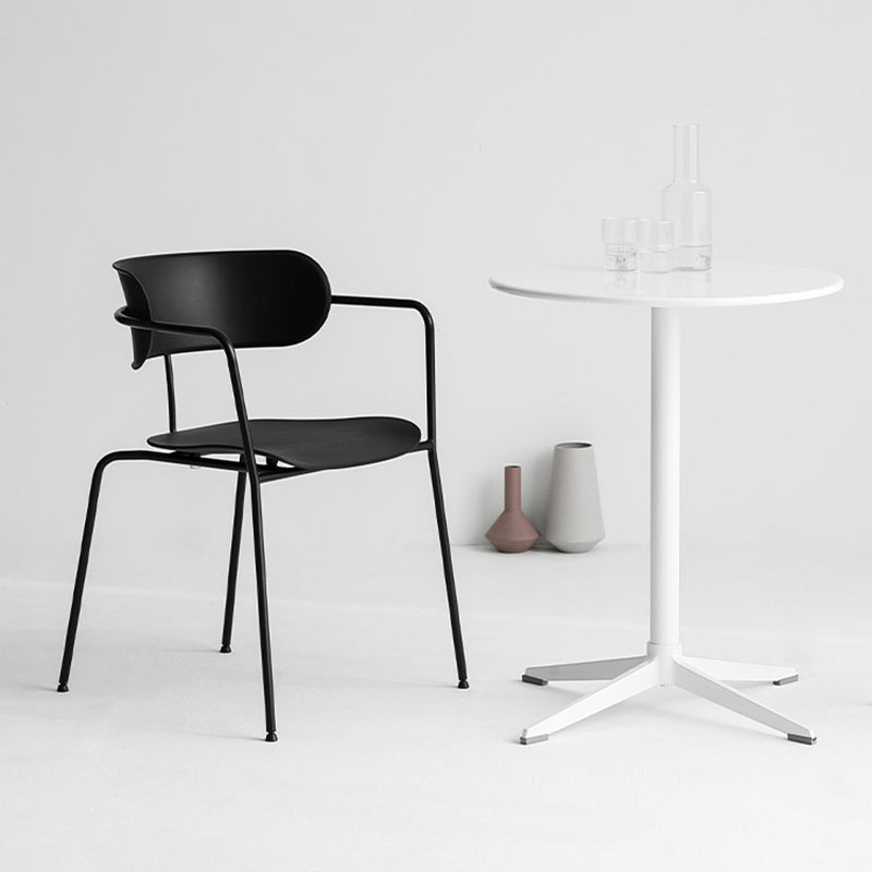 Contemporary Style Arm Chair Plastic Open Back Side Chair with Metal Base Black 1 Piece Clearhalo 'Dining Chairs' 'Dining Tables & Seating' 'dining_chair' 'furn' 'furn_dining_chair' 'Furniture' 'Kitchen & Dining Furniture' 6103737