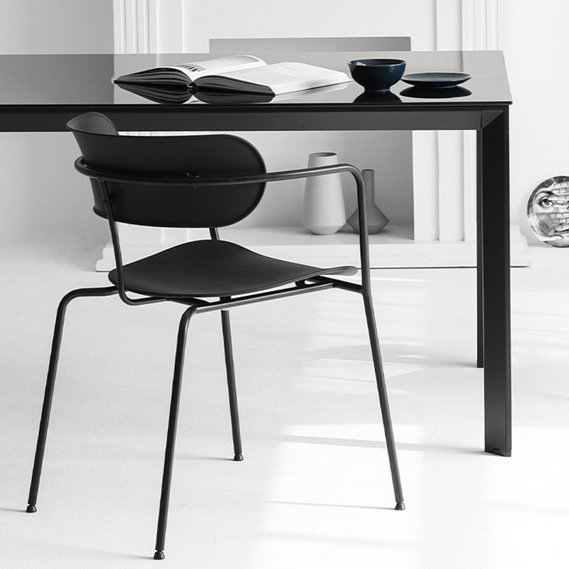 Contemporary Style Arm Chair Plastic Open Back Side Chair with Metal Base Clearhalo 'Dining Chairs' 'Dining Tables & Seating' 'dining_chair' 'furn' 'furn_dining_chair' 'Furniture' 'Kitchen & Dining Furniture' 6103739