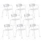 Contemporary Style Arm Chair Plastic Open Back Side Chair with Metal Base White 8 Piece Set Clearhalo 'Dining Chairs' 'Dining Tables & Seating' 'dining_chair' 'furn' 'furn_dining_chair' 'Furniture' 'Kitchen & Dining Furniture' 6103745