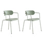 Contemporary Style Arm Chair Plastic Open Back Side Chair with Metal Base Green 2 Piece Set Clearhalo 'Dining Chairs' 'Dining Tables & Seating' 'dining_chair' 'furn' 'furn_dining_chair' 'Furniture' 'Kitchen & Dining Furniture' 6103746