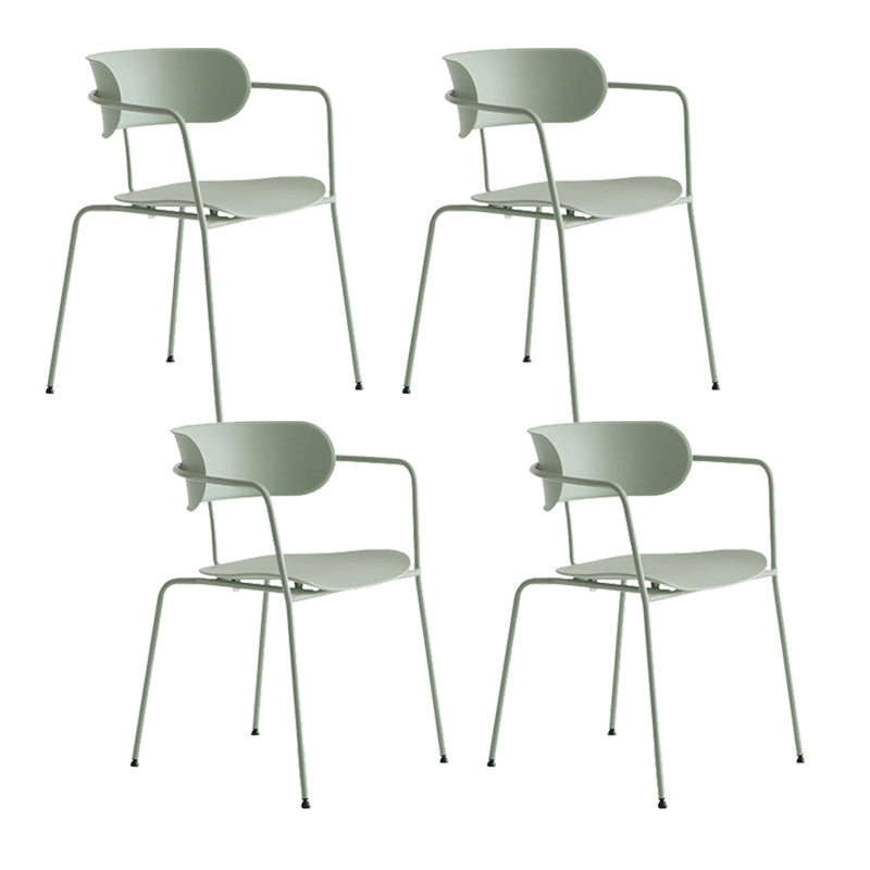 Contemporary Style Arm Chair Plastic Open Back Side Chair with Metal Base Green 4 Piece Set Clearhalo 'Dining Chairs' 'Dining Tables & Seating' 'dining_chair' 'furn' 'furn_dining_chair' 'Furniture' 'Kitchen & Dining Furniture' 6103747