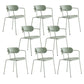 Contemporary Style Arm Chair Plastic Open Back Side Chair with Metal Base Green 8 Piece Set Clearhalo 'Dining Chairs' 'Dining Tables & Seating' 'dining_chair' 'furn' 'furn_dining_chair' 'Furniture' 'Kitchen & Dining Furniture' 6103749