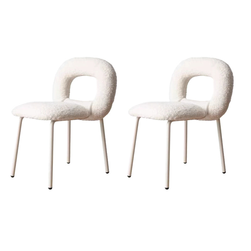 Designer Style Armless Dining Chair Open Back Side Velvet Chair with Metal Legs