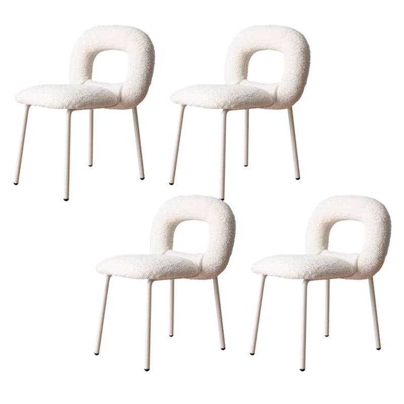 Designer Style Armless Dining Chair Open Back Side Velvet Chair with Metal Legs