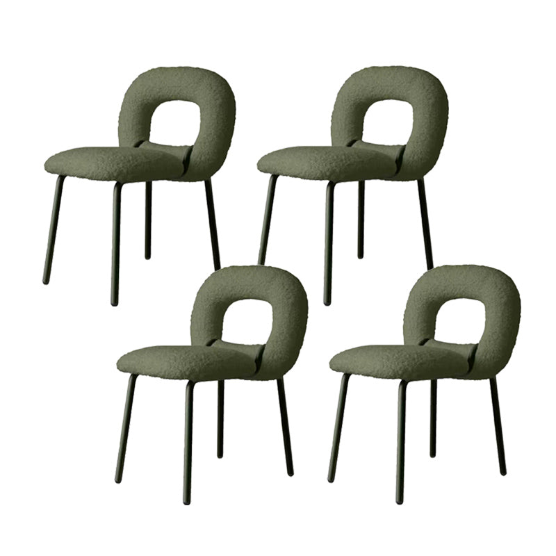 Designer Style Armless Dining Chair Open Back Side Velvet Chair with Metal Legs