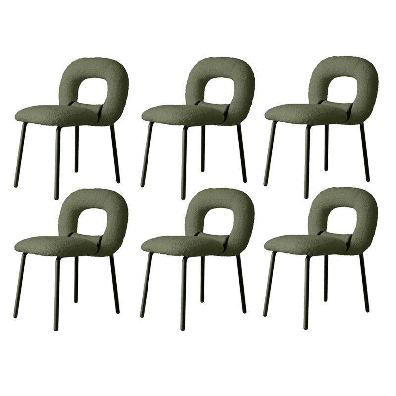 Designer Style Armless Dining Chair Open Back Side Velvet Chair with Metal Legs