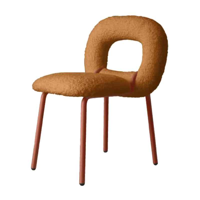 Designer Style Armless Dining Chair Open Back Side Velvet Chair with Metal Legs