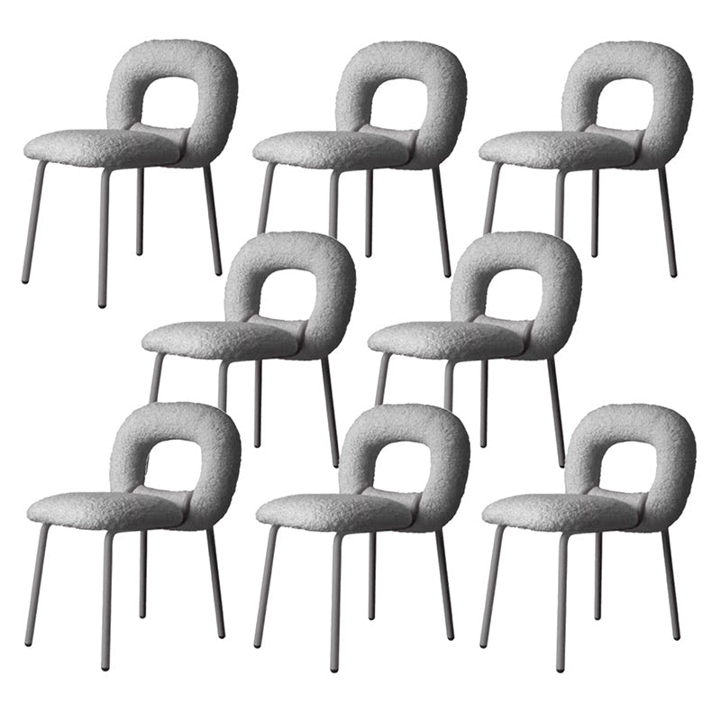 Designer Style Armless Dining Chair Open Back Side Velvet Chair with Metal Legs