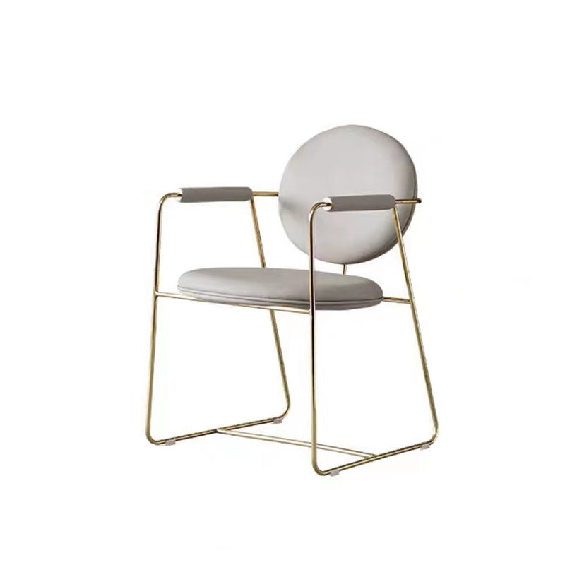 Contemporary Style Arm Chair Home Upholstered Chair with Metal Base White 1 Piece Clearhalo 'Dining Chairs' 'Dining Tables & Seating' 'dining_chair' 'furn' 'furn_dining_chair' 'Furniture' 'Kitchen & Dining Furniture' 6103860