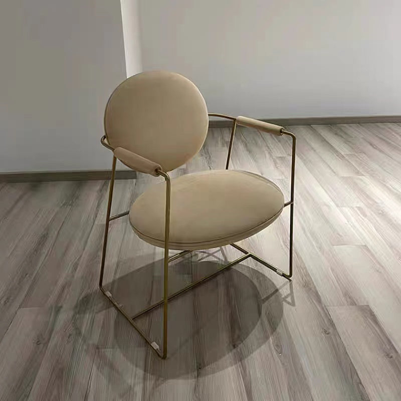 Contemporary Style Arm Chair Home Upholstered Chair with Metal Base Clearhalo 'Dining Chairs' 'Dining Tables & Seating' 'dining_chair' 'furn' 'furn_dining_chair' 'Furniture' 'Kitchen & Dining Furniture' 6103861