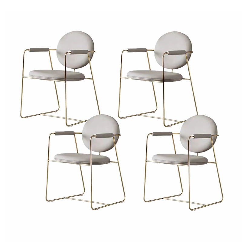 Contemporary Style Arm Chair Home Upholstered Chair with Metal Base White 4 Piece Set Clearhalo 'Dining Chairs' 'Dining Tables & Seating' 'dining_chair' 'furn' 'furn_dining_chair' 'Furniture' 'Kitchen & Dining Furniture' 6103863
