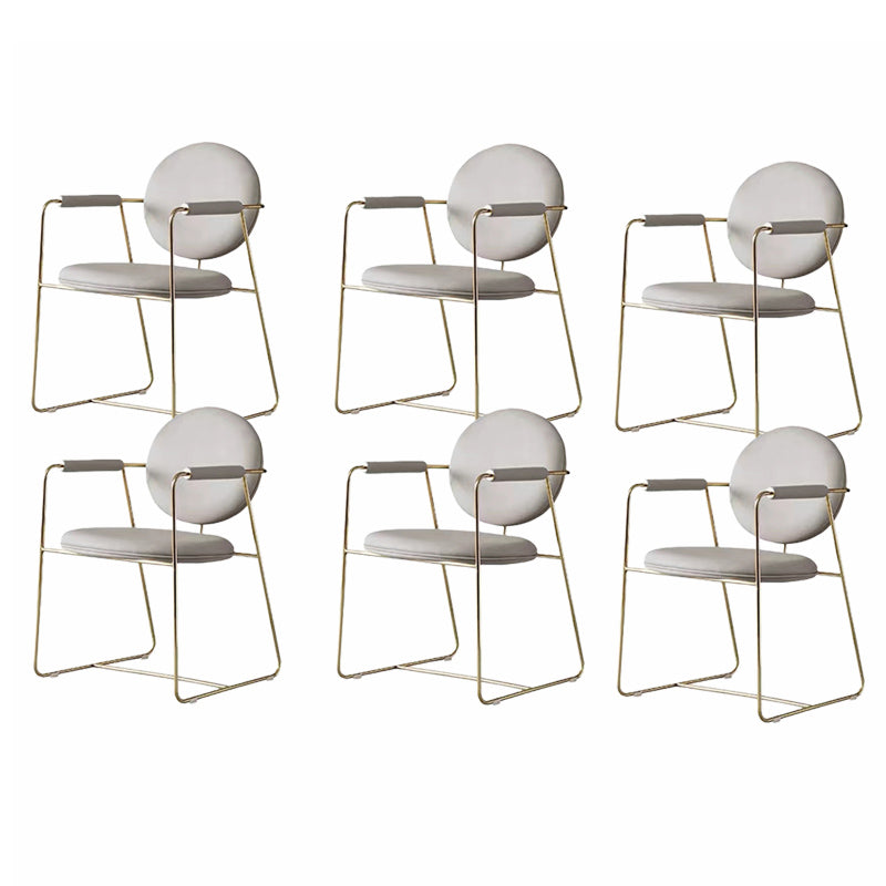 Contemporary Style Arm Chair Home Upholstered Chair with Metal Base White 6 Piece Set Clearhalo 'Dining Chairs' 'Dining Tables & Seating' 'dining_chair' 'furn' 'furn_dining_chair' 'Furniture' 'Kitchen & Dining Furniture' 6103865