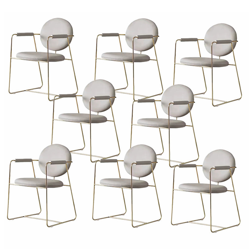 Contemporary Style Arm Chair Home Upholstered Chair with Metal Base White 8 Piece Set Clearhalo 'Dining Chairs' 'Dining Tables & Seating' 'dining_chair' 'furn' 'furn_dining_chair' 'Furniture' 'Kitchen & Dining Furniture' 6103867