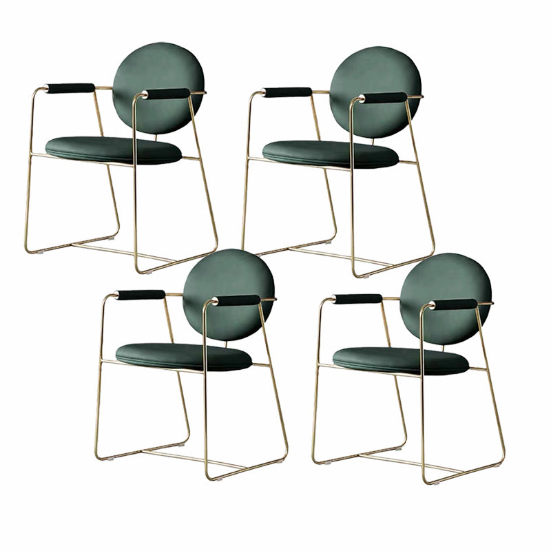 Contemporary Style Arm Chair Home Upholstered Chair with Metal Base Green 4 Piece Set Clearhalo 'Dining Chairs' 'Dining Tables & Seating' 'dining_chair' 'furn' 'furn_dining_chair' 'Furniture' 'Kitchen & Dining Furniture' 6103875
