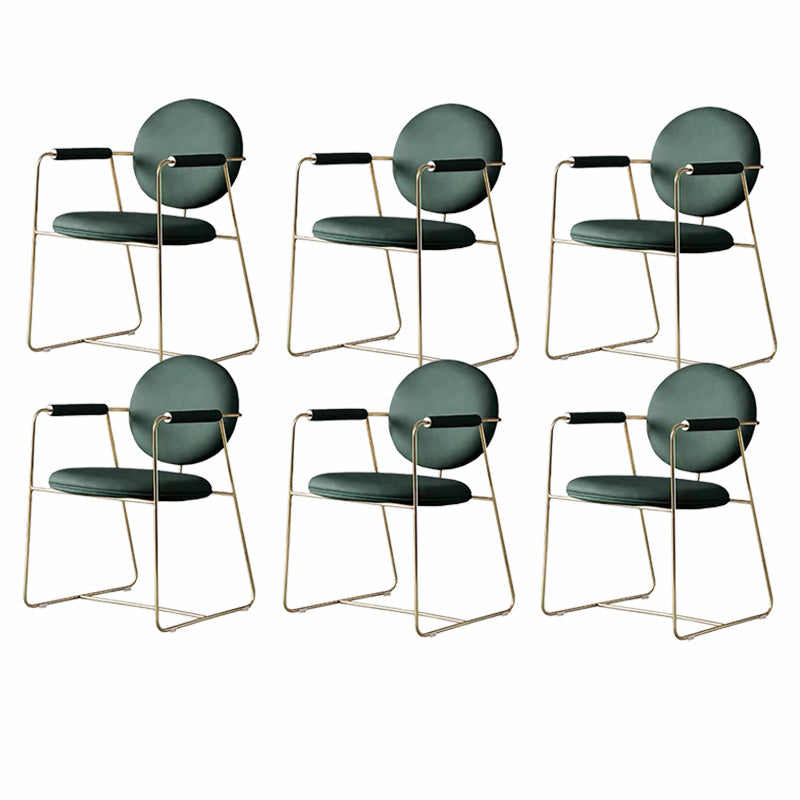 Contemporary Style Arm Chair Home Upholstered Chair with Metal Base Green 6 Piece Set Clearhalo 'Dining Chairs' 'Dining Tables & Seating' 'dining_chair' 'furn' 'furn_dining_chair' 'Furniture' 'Kitchen & Dining Furniture' 6103876