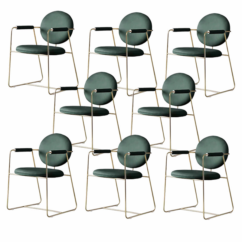 Contemporary Style Arm Chair Home Upholstered Chair with Metal Base Green 8 Piece Set Clearhalo 'Dining Chairs' 'Dining Tables & Seating' 'dining_chair' 'furn' 'furn_dining_chair' 'Furniture' 'Kitchen & Dining Furniture' 6103877