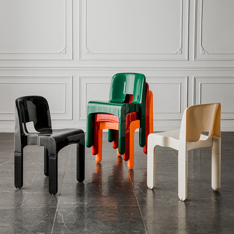 Modern Open Back Side Chair Plastic Indoor Armless Chair for Dining Room Bedroom